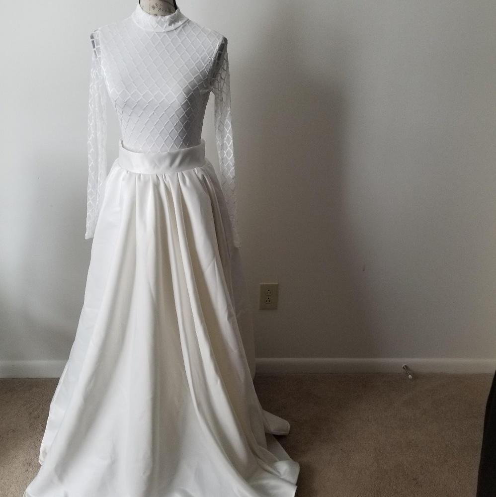 Two Piece Long Sleeve Wedding Dress